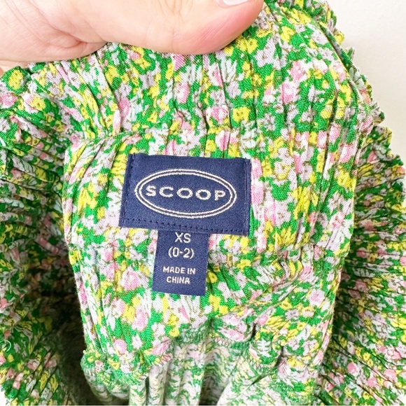 Scoop NYC Floral Smocked Waist Flowy Green Floral MIDI Skirt XS (0-2) - Picture 5 of 6